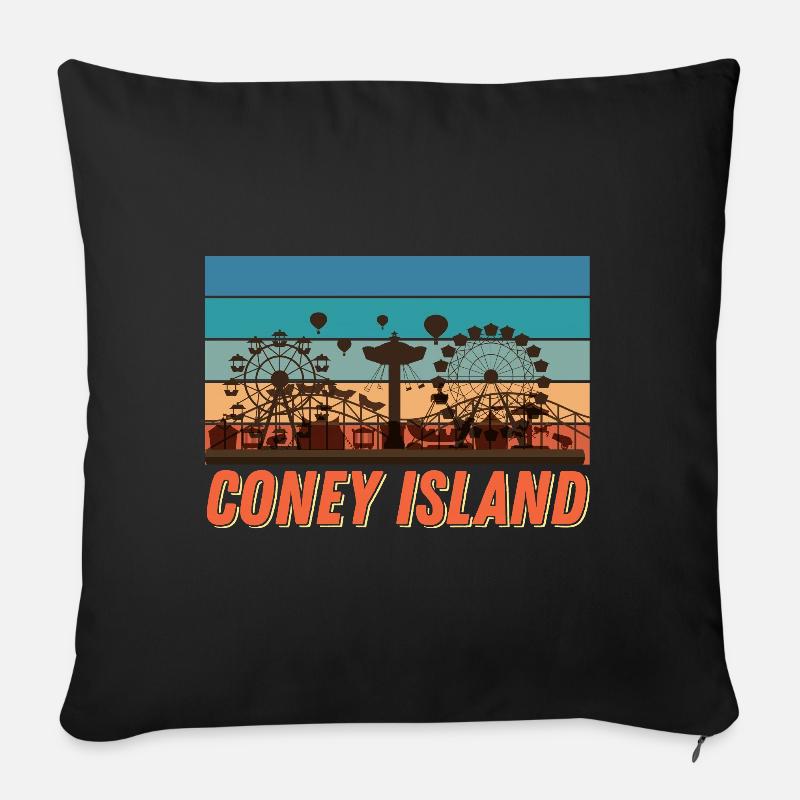 Brooklyn Coney Island Retro Zirkus Fun Park New Yo - Sofakissenbezug 45 x 45 cm - Schwarz
