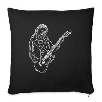 Guitar Oneline Art - Electric Guitar Guitar Player - Sofa pillowcase 17,3'' x 17,3'' (45 x 45 cm) - black - Front
