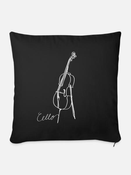 Cello Oneline Art - Cello-Musiker Cello-Spieler - Sofakissenbezug 45 x 45 cm - Schwarz