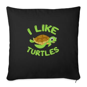 Tortue Tortue Sea Créatures marines Cadeau - Housse de coussin décorative 45 x 45 cm - noir - Devant