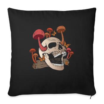 Mushroom Skull Butterfly Mycologist Goth - Sofa pillowcase 17,3'' x 17,3'' (45 x 45 cm) - black - Front