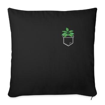 Plante en poche Calathea en poche poitrine - Housse de coussin décorative 45 x 45 cm - noir - Devant