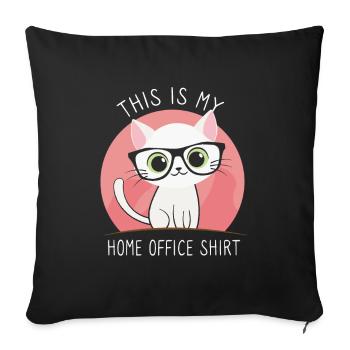 This is my home office cat - Sofa pillowcase 17,3'' x 17,3'' (45 x 45 cm) - black - Front