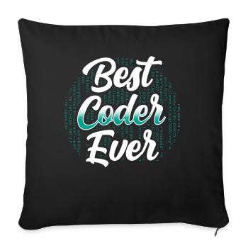Meilleur programmeur de code de code jamais Coder - Housse de coussin décorative 45 x 45 cm - noir - Devant