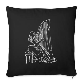 Harp Oneline Art - Harp Musician Harp - Sofa pillowcase 17,3'' x 17,3'' (45 x 45 cm) - black - Front