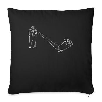 Alphorn Oneline Art - Alphorn Instrument - Sofa pillowcase 17,3'' x 17,3'' (45 x 45 cm) - black - Front