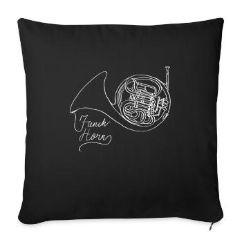 French horn Oneline Art - French horn - Sofa pillowcase 17,3'' x 17,3'' (45 x 45 cm) - black - Front