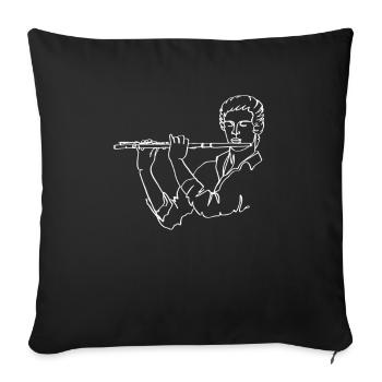 Western Concert Flute Oneline Art - Western - Sofa pillowcase 17,3'' x 17,3'' (45 x 45 cm) - black - Front