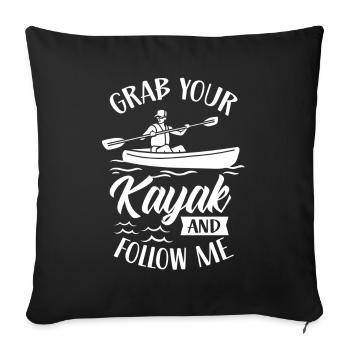 Prenez votre kayak et suivez-moi kayak kayak - Housse de coussin décorative 45 x 45 cm - noir - Devant