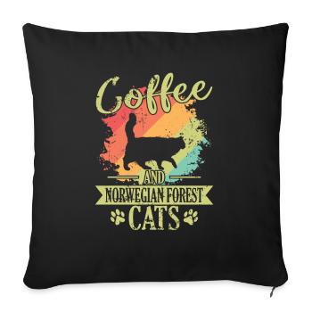 Coffee and Norwegian Forest Cats Hangover - Sofa pillowcase 17,3'' x 17,3'' (45 x 45 cm) - black - Front