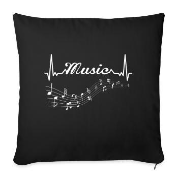 Jazz heartbeat musique chanteur mélodie saxophone - Housse de coussin décorative 45 x 45 cm - noir - Devant
