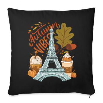 Eiffel Tower Autumn Vibes Autumn in Paris French - Sofa pillowcase 17,3'' x 17,3'' (45 x 45 cm) - black - Front
