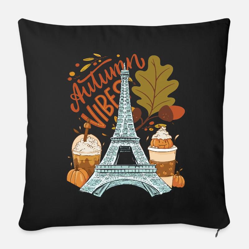 Eiffelturm Herbst Vibes Herbst in Paris Französisc - Sofakissenbezug 45 x 45 cm - Schwarz