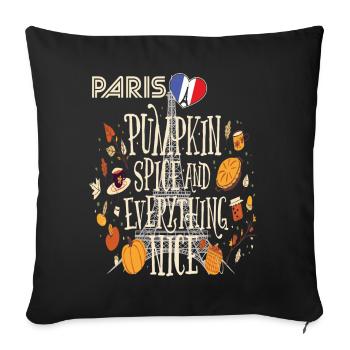 Tour Eiffel Citrouille Paris Automne France Automne i - Housse de coussin décorative 45 x 45 cm - noir - Devant