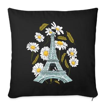 Tour Eiffel Fleur d’automne Paris Automne en France - Housse de coussin décorative 45 x 45 cm - noir - Devant