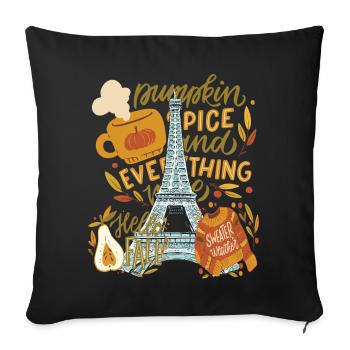 Paris Hello Autumn Pumpkins sur la Tour Eiffel Automne - Housse de coussin décorative 45 x 45 cm - noir - Devant
