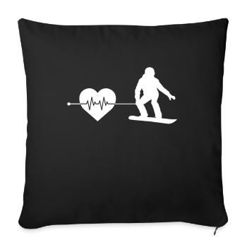 Snowboarding heartbeat - Sofa pillowcase 17,3'' x 17,3'' (45 x 45 cm) - black - Front
