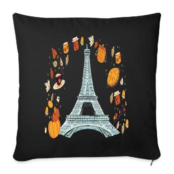 Couronne d’automne Tour Eiffel Automne à Paris Français - Housse de coussin décorative 45 x 45 cm - noir - Devant