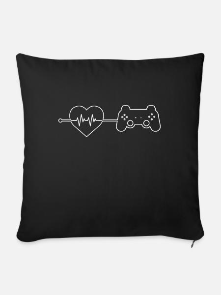 gaming Herzschlag - Sofakissenbezug 45 x 45 cm - Schwarz