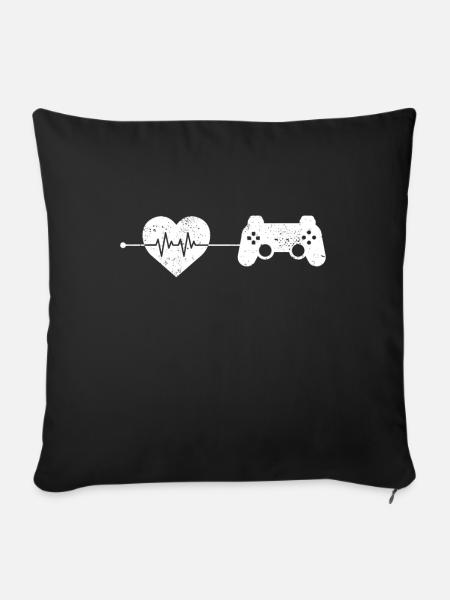 gaming Herzschlag - Sofakissenbezug 45 x 45 cm - Schwarz