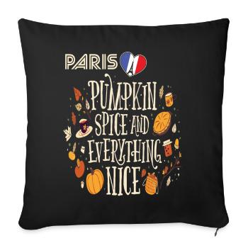 Citrouille Paris Automne Tour Eiffel Automne en France - Housse de coussin décorative 45 x 45 cm - noir - Devant