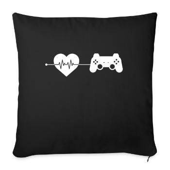 Gaming heartbeat - Sofa pillowcase 17,3'' x 17,3'' (45 x 45 cm) - black - Front