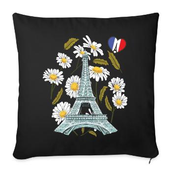 Tour Eiffel en automne Paris souvenir automne en Fran - Housse de coussin décorative 45 x 45 cm - noir - Devant