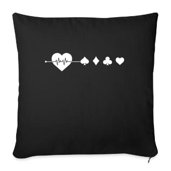 Poker heartbeat - Sofa pillowcase 17,3'' x 17,3'' (45 x 45 cm) - black - Front