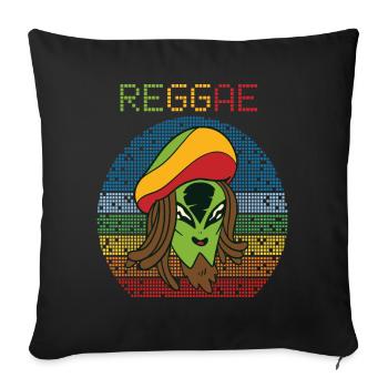 Alien Reggae Retro Jamaika Rasta Souvenir Rastafar - Sofakissenbezug 45 x 45 cm - Schwarz - Vorne