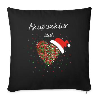 Akupunktur mit Herz Akupunkteurin Weihnachtsmütze - Sofakissenbezug 45 x 45 cm - Schwarz - Vorne