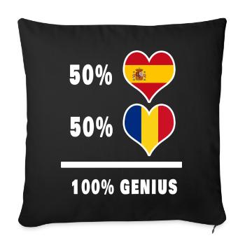 Rumänien und Spanien Genie / Geschenk - Sofakissenbezug 45 x 45 cm - Schwarz - Vorne