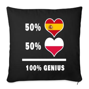 Pologne et Espagne génie / cadeau - Housse de coussin décorative 45 x 45 cm - noir - Devant