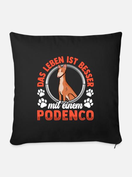 Leben mit Podenco spanischer Podenco - Sofakissenbezug 45 x 45 cm - Schwarz