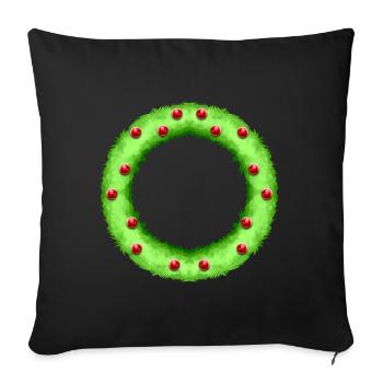Couronne de Noël Baies rouges Noël - Housse de coussin décorative 45 x 45 cm - noir - Devant