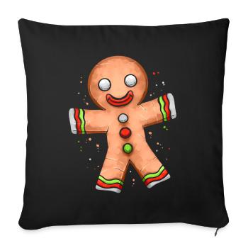 Gingerbread Man Joyeux Noël - Housse de coussin décorative 45 x 45 cm - noir - Devant