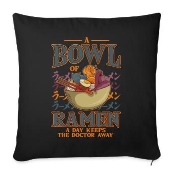 A Bowl Of Ramen A Day Keeps The Doctor Away Anime - Sofa pillowcase 17,3'' x 17,3'' (45 x 45 cm) - black - Front