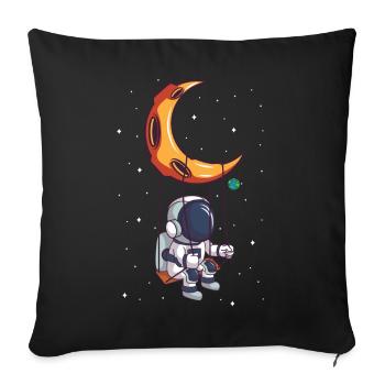 Astronaut rocks astronomer alien on the moon - Sofa pillowcase 17,3'' x 17,3'' (45 x 45 cm) - black - Front