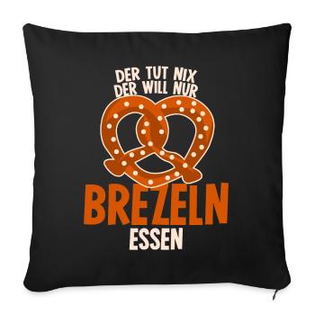 Brezeln essen Bretzel - Sofakissenbezug 45 x 45 cm - Schwarz - Vorne