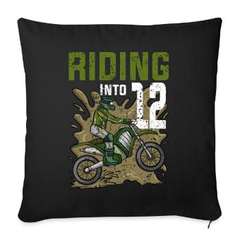 Riding Into12 Teen Dirt Bike Motocross Birthday - Housse de coussin décorative 45 x 45 cm - noir - Devant