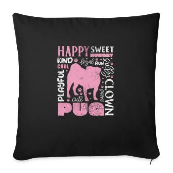 Pug - Sofa pillowcase 17,3'' x 17,3'' (45 x 45 cm) - black - Front