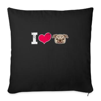Pug - Sofa pillowcase 17,3'' x 17,3'' (45 x 45 cm) - black - Front