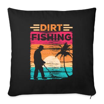 Détection de métaux de pêche à la saleté - Housse de coussin décorative 45 x 45 cm - noir - Devant