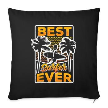 Meilleur surfeur de tous les temps Surfer Surf - Housse de coussin décorative 45 x 45 cm - noir - Devant