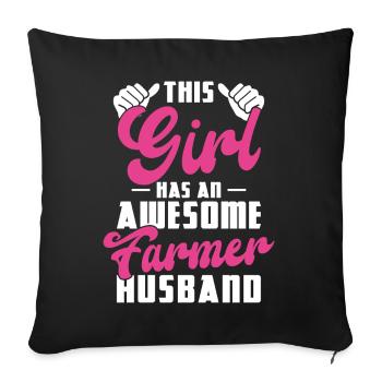 Farming Farmer Husband This Girl - Sofakissenbezug 45 x 45 cm - Schwarz - Vorne