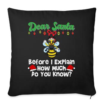 Dear Santa Before I Explain How Much Do You Know - Sofa pillowcase 17,3'' x 17,3'' (45 x 45 cm) - black - Front