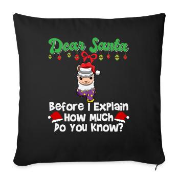 Dear Santa Before I Explain How Much Do You Know - Sofa pillowcase 17,3'' x 17,3'' (45 x 45 cm) - black - Front
