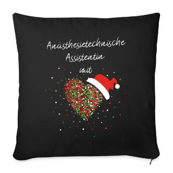 Anästhesietechnische Assistentin mit Herz Nikolaus - Sofakissenbezug 45 x 45 cm - Schwarz - Vorne