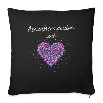 Atemtherapeutin mit Herz Sprachtherapie Logopädin - Sofakissenbezug 45 x 45 cm - Schwarz - Vorne