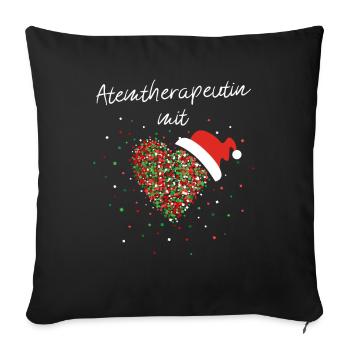 Atemtherapeutin mit Herz Athemtherapie Nikolaus - Sofakissenbezug 45 x 45 cm - Schwarz - Vorne