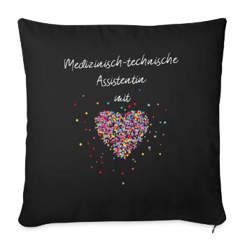 Medizinisch Technische Assistentin mit Herz MTA - Sofakissenbezug 45 x 45 cm - Schwarz - Vorne